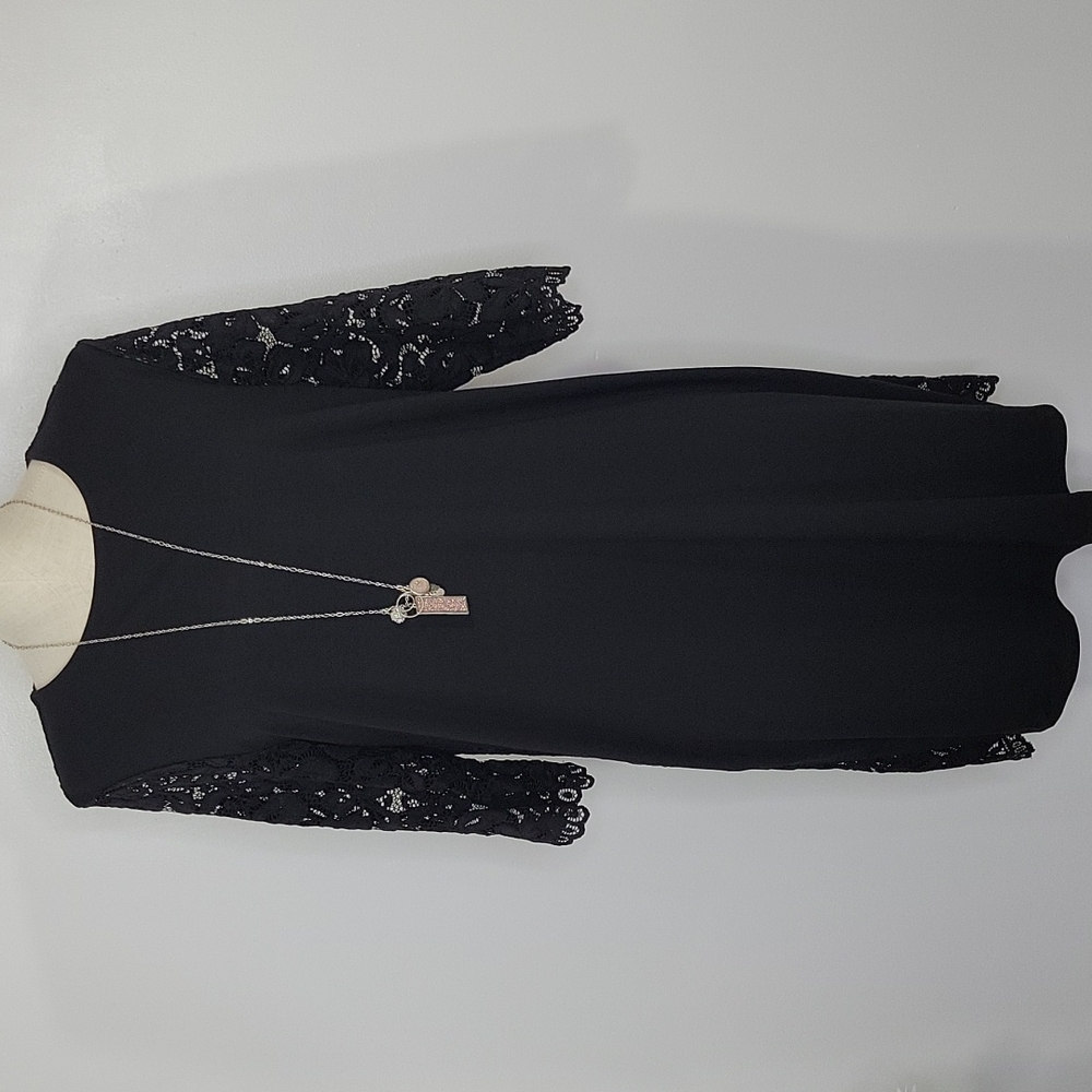 J. Jill Wearever Collection  Black Lace Overlay Dress SZ LP